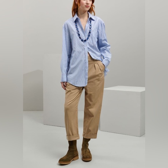 Max Mara Weekend Label-cut Cotton Poplin Shirt Size: US2 Xsmall Spring Summer - Picture 1 of 16